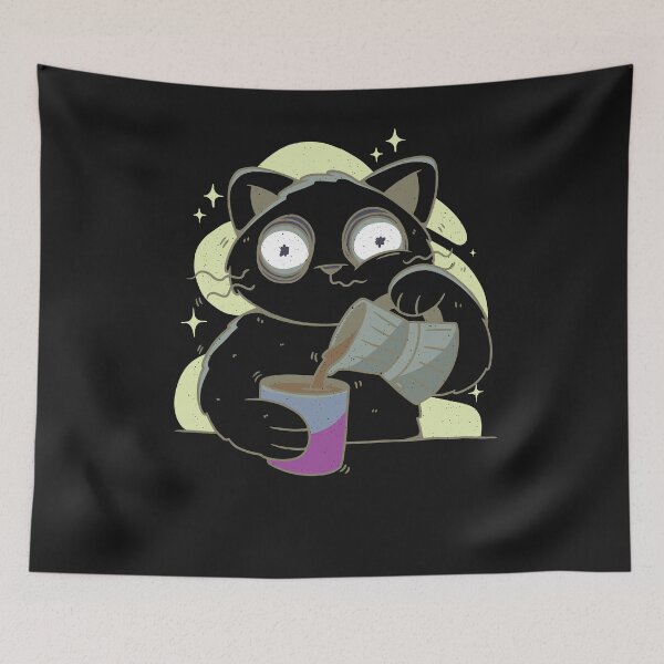 Item preview, Morning grouch cat with coffee addiction designed and sold by ChrisFeil.