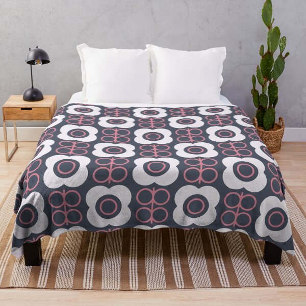Item preview, KF 0108 C - Vintage Retro 70s Modern Geometric Floral Pattern in Pink and Slate designed and sold by KhakiFinch.