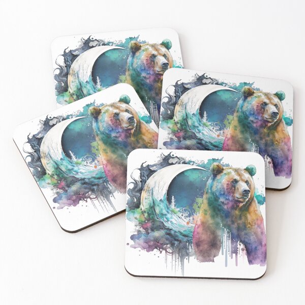 Item preview, Watercolor Bear with Moon designed and sold by KarGoryDesigns.
