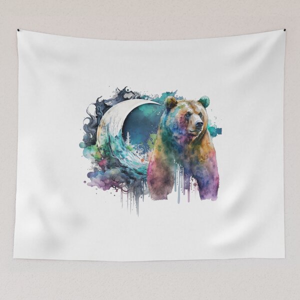 Item preview, Watercolor Bear with Moon designed and sold by KarGoryDesigns.