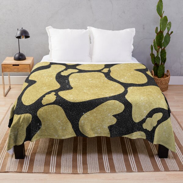 Item preview, Black Gold Large Cow Spots Animal Pattern designed and sold by InovArtS.