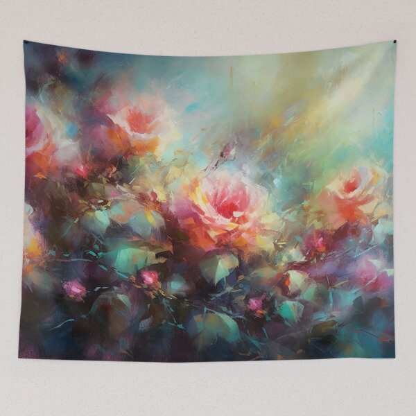 Item preview, Rose garden Impressionism painting 15 designed and sold by Red Witch Art.