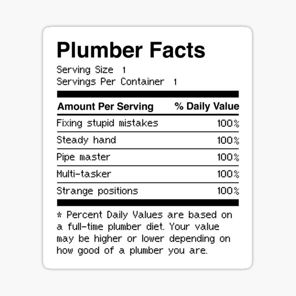 Item preview, Nutrition Facts | Funny Plumber Gift designed and sold by Jam Jar.