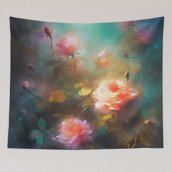 Item preview, Rose garden Impressionism painting 16 designed and sold by Red Witch Art.