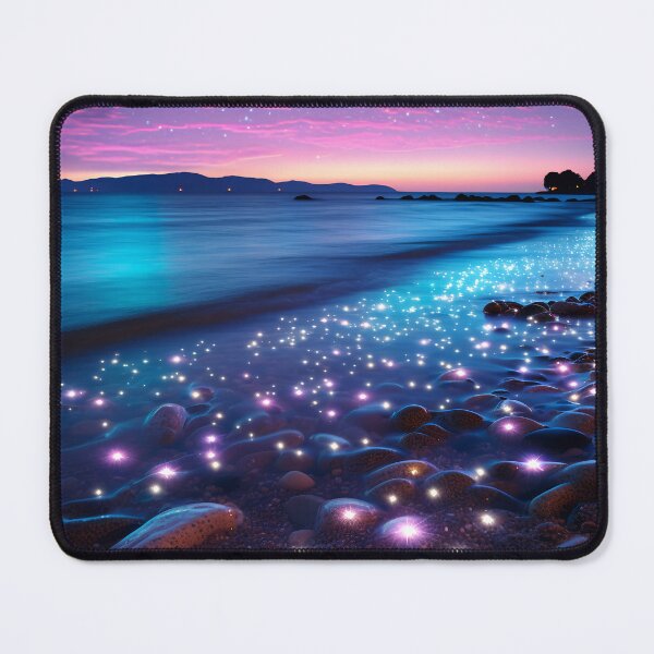 Item preview, Otherworldly beach and seascape with gemstones at sunset designed and sold by Red Witch Art.
