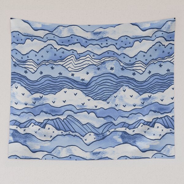 Item preview, Dolly Mountains in Pastel Blue & Navy designed and sold by TigaTiga.