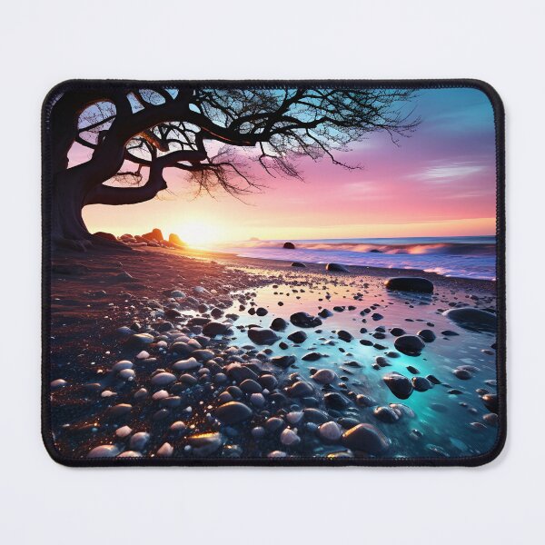 Item preview, Otherworldly beach and seascape with gemstones at sunset 2 designed and sold by Red Witch Art.
