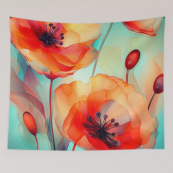 Item preview, Red Inky Poppies 2 designed and sold by Red Witch Art.