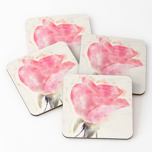 Item preview, Abstract minimalistic watercolour of a dark pink rose designed and sold by bailey-cooper.