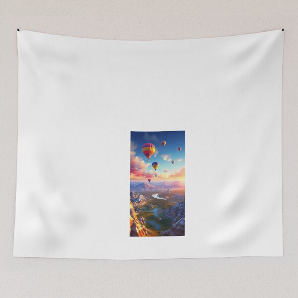 Item preview, a group of hot air balloons flying over a valley designed and sold by Dark Fantasy Store.