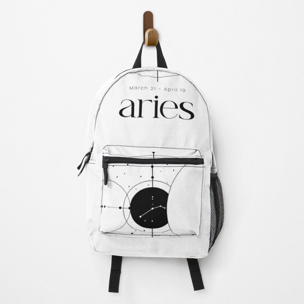 Disover Black and White Aries Zodiac Sign Constellation Celestial | Backpack