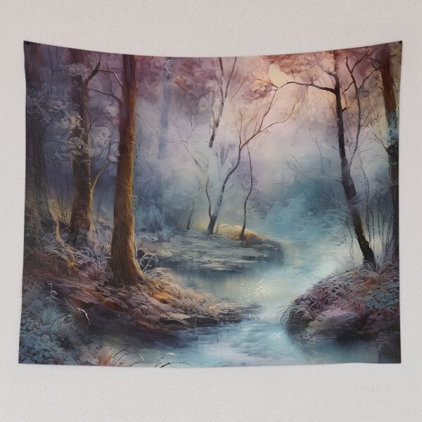 Item preview, River cascades through the beautiful woods at sunset 9 designed and sold by Art by Lilia.