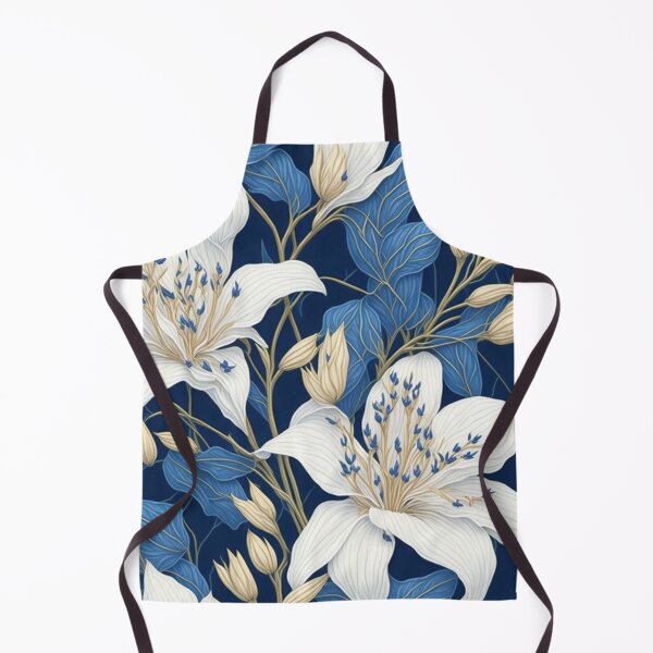 Item preview, Blue white vintage retro lily flowers, Flower of life, simplicity, Hamptons style, beach style colours designed and sold by Oz64.