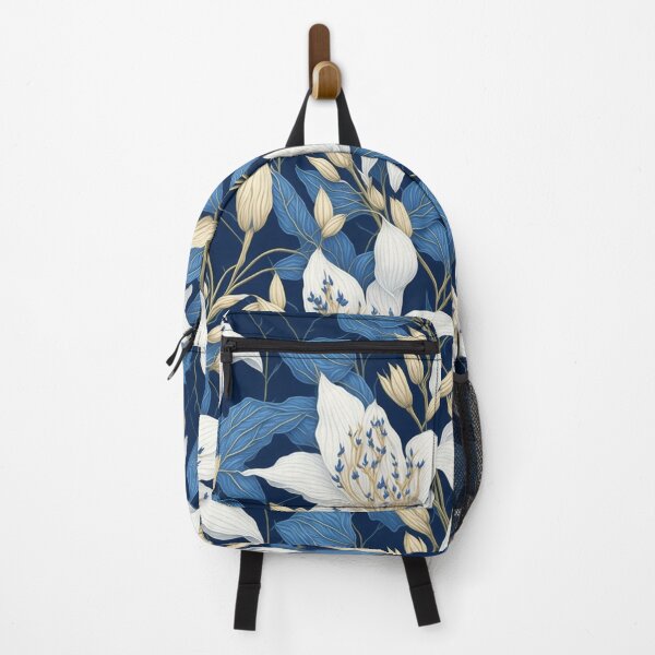 Item preview, Blue white vintage retro lily flowers, Flower of life, simplicity, Hamptons style, beach style colours designed and sold by Oz64.