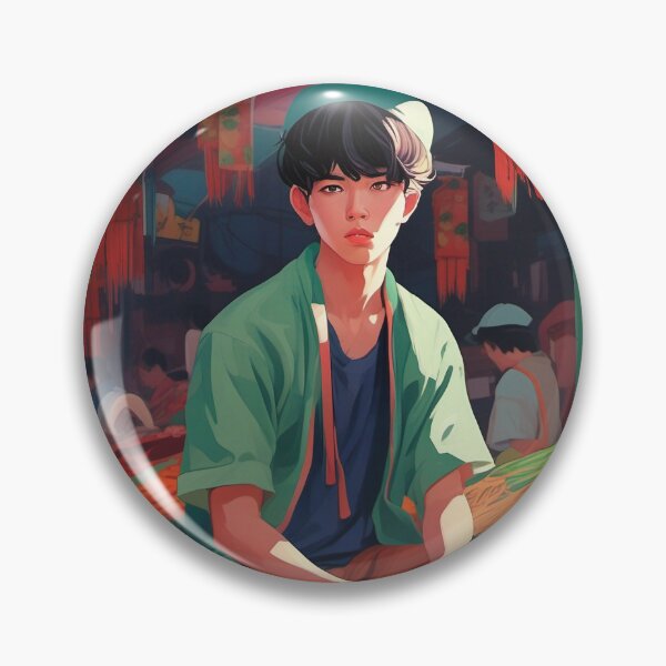 Item preview, cute Boy in a fruit and veg market in Vietnam, Japanese anime style illustration designed and sold by Meena-tta.