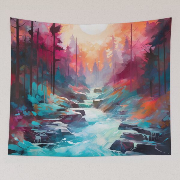 Item preview, River cascades through the beautiful woods at sunset 11 designed and sold by Art by Lilia.