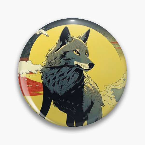Item preview, Wolf amongst Hokusai waves with a rising sun and clouds in pop art design designed and sold by Meena-tta.