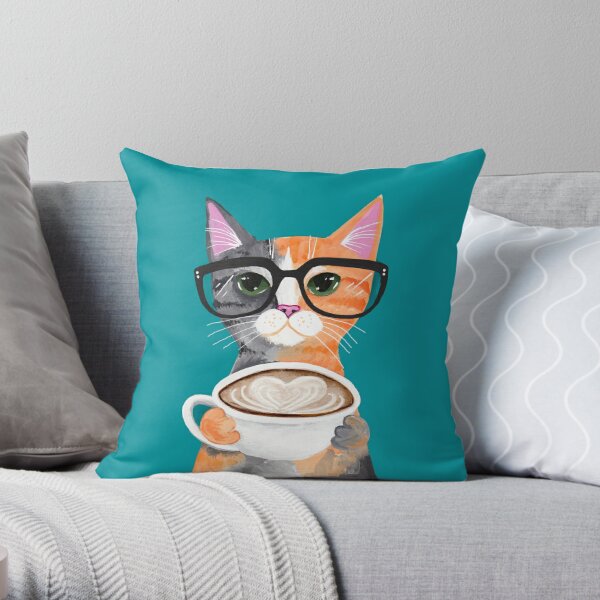Kitten's Latte of Love Throw Pillow