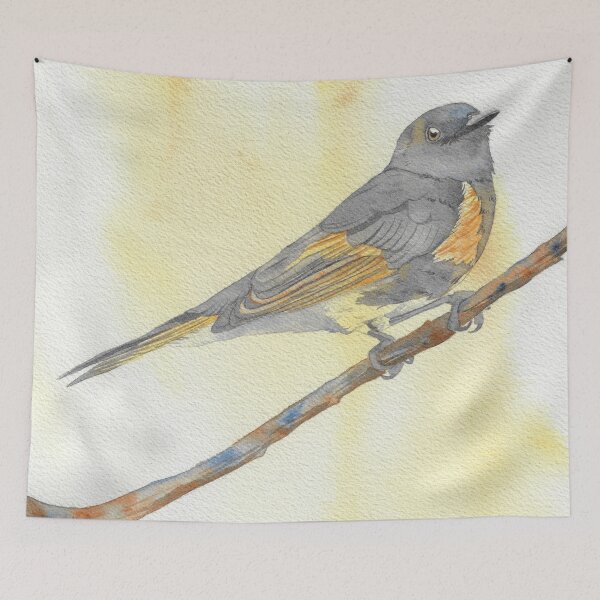 Item preview, American redstart warbler watercolor portrait 2 designed and sold by L'Atelier Oranjade.