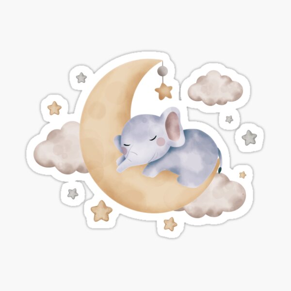 Item preview, sleepy elephant taking a nap on the moon, kids design designed and sold by chameleon-crook.