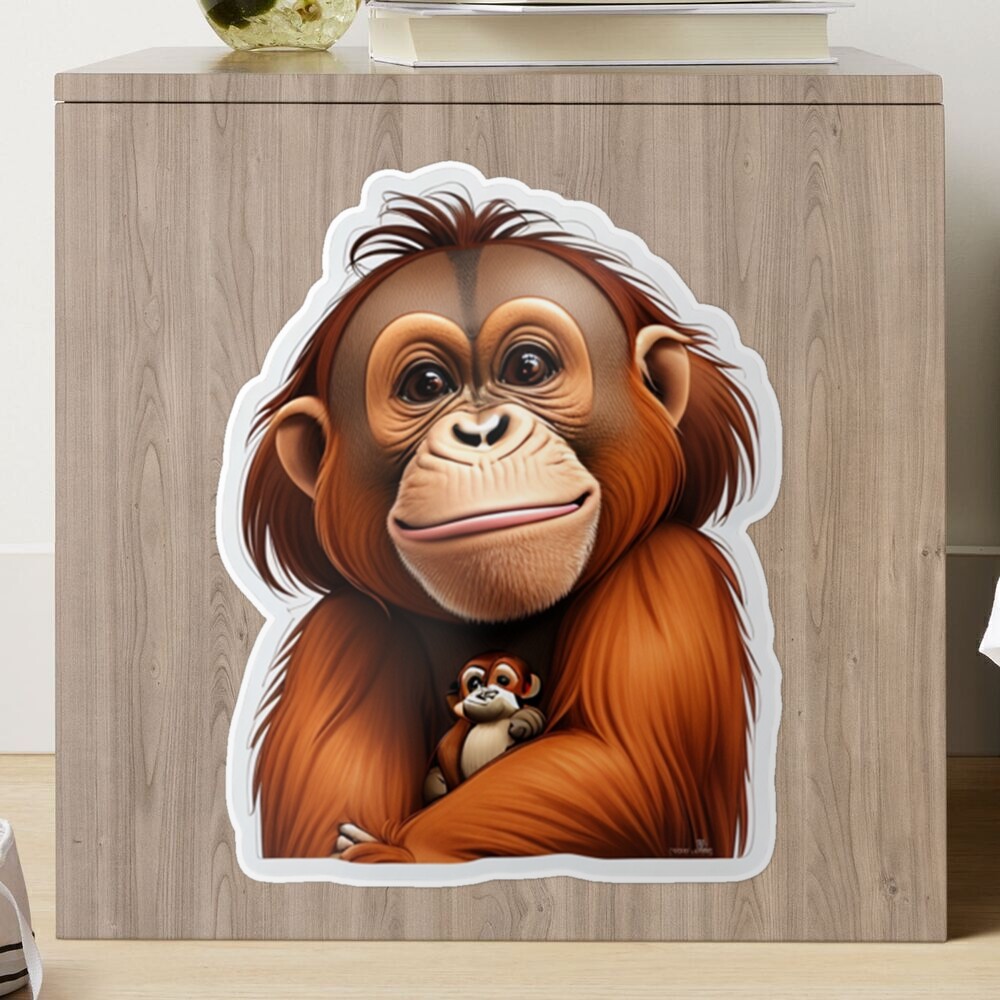 adorable and beautiful sumatran orangutan Sticker for Sale by  EpicStickerCo