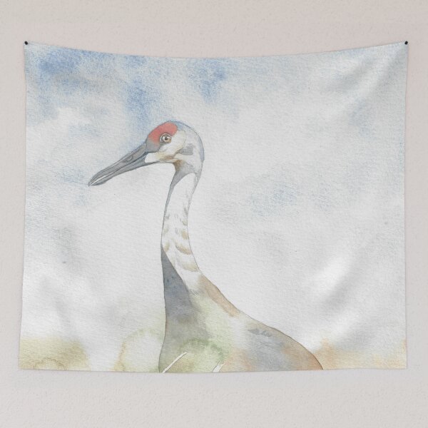 Item preview, Sandhill crane (Antigone canadensis) watercolor portrait 2 designed and sold by L'Atelier Oranjade.