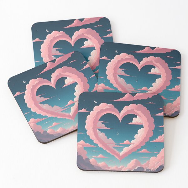 Item preview, Charming Pink Heart with Dreamy Clouds designed and sold by Itsheartshop.