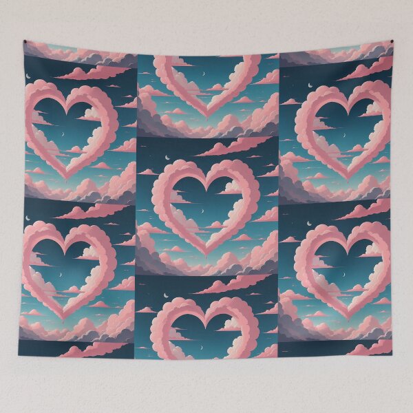 Item preview, Charming Pink Heart with Dreamy Clouds designed and sold by Itsheartshop.