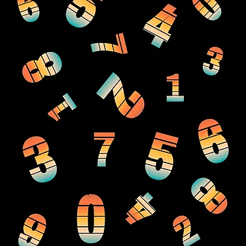Artwork thumbnail, Numbers In Retro Sunset Style, Pattern by Vibria Pattern Studio