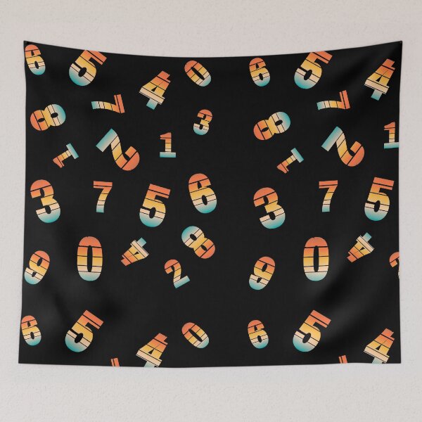 Item preview, Numbers In Retro Sunset Style, Pattern designed and sold by Vibria Pattern Studio.