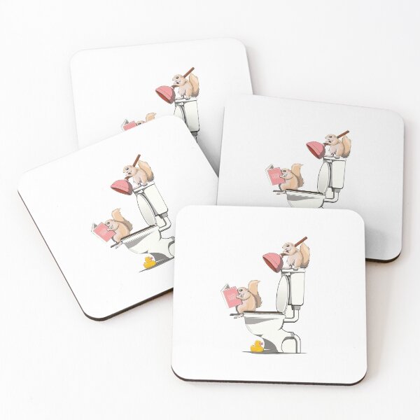 Item preview, Two squirrels playfully frolic and read books inside the restroom designed and sold by lmimsshop.