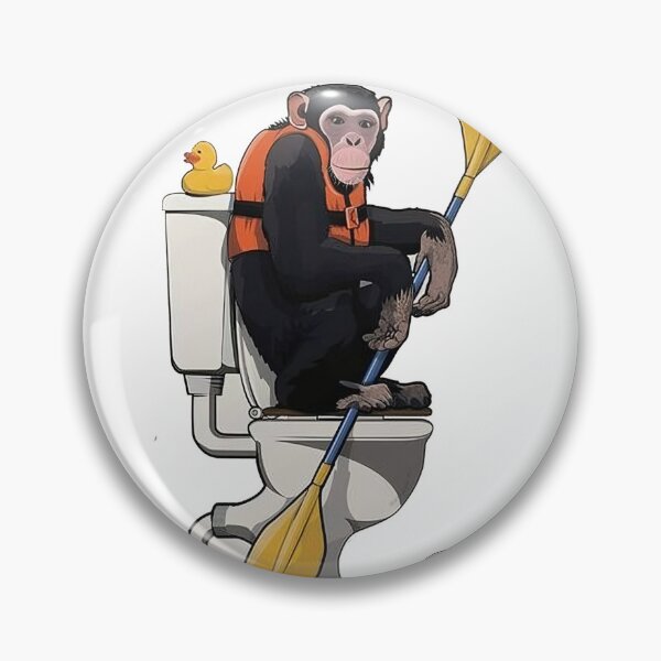 Item preview, A monkey holds an oar, sitting inside the restroom and looking quite amused designed and sold by lmimsshop.