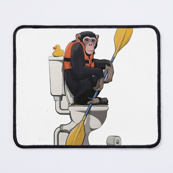 Item preview, A monkey holds an oar, sitting inside the restroom and looking quite amused designed and sold by lmimsshop.