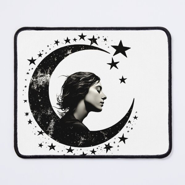 Item preview, Dream Moon in Monochrome | Girl Dreaming on the Moon designed and sold by 24hSpaceMadness.