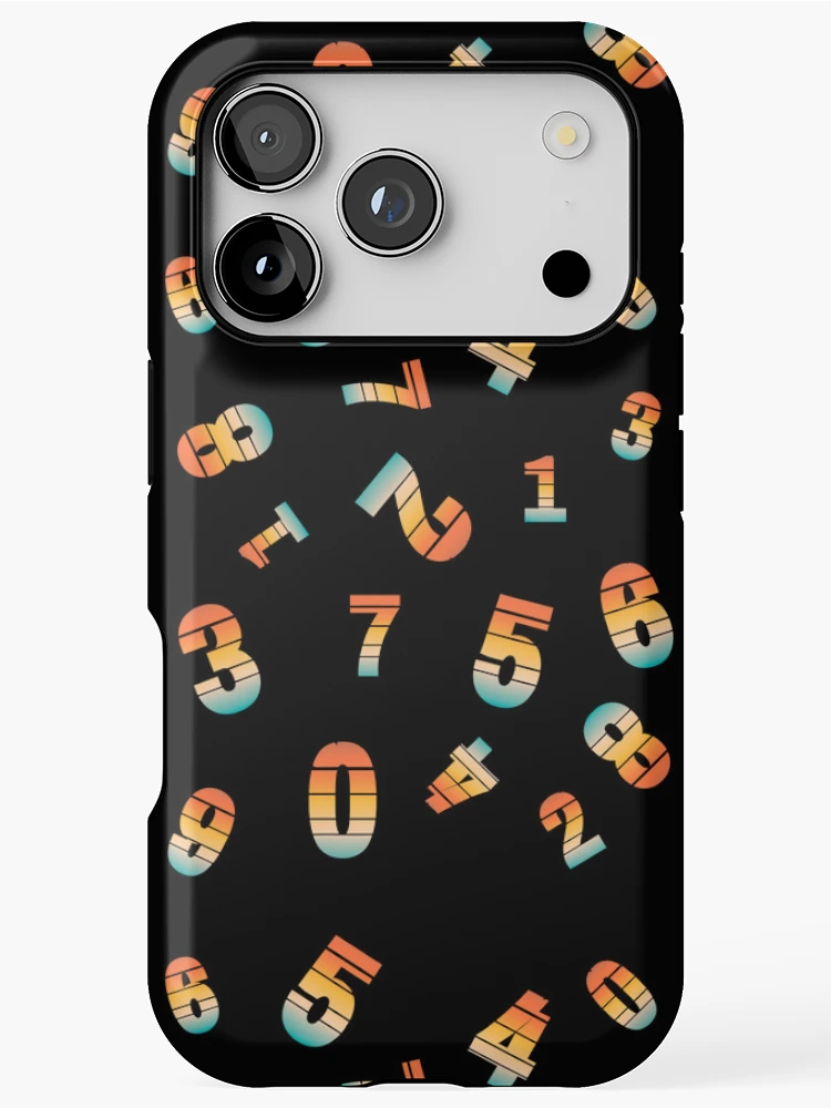 Thumbnail 1 of 4, iPhone Case, Numbers In Retro Sunset Style, Pattern designed and sold by Vibria Pattern Studio.