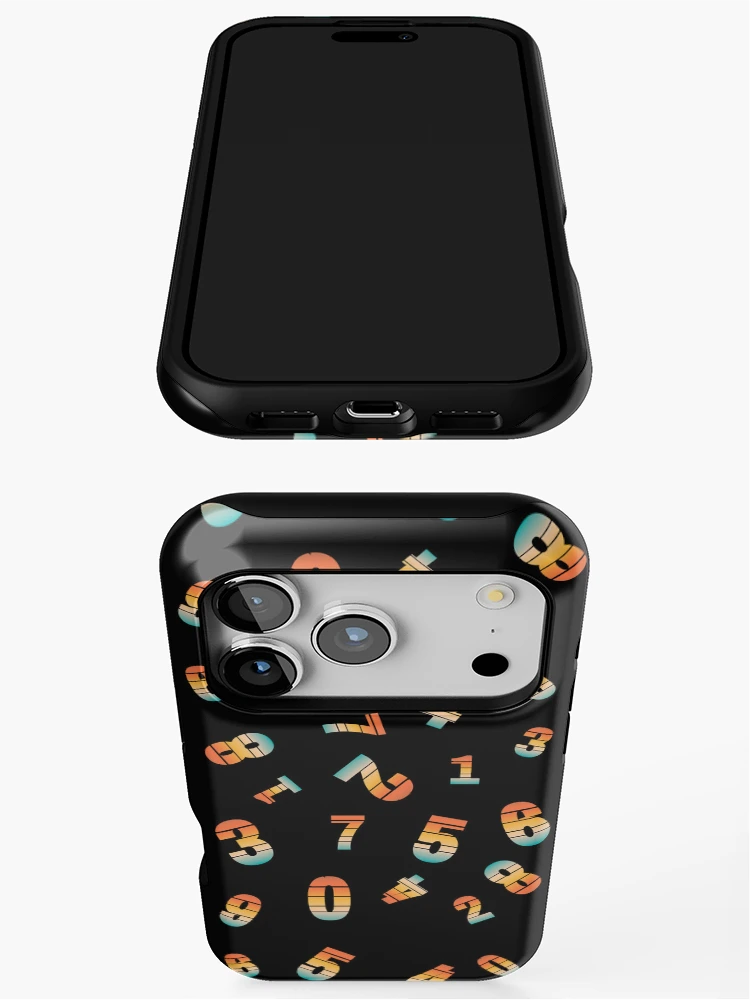 Thumbnail 3 of 4, iPhone Case, Numbers In Retro Sunset Style, Pattern designed and sold by Vibria Pattern Studio.