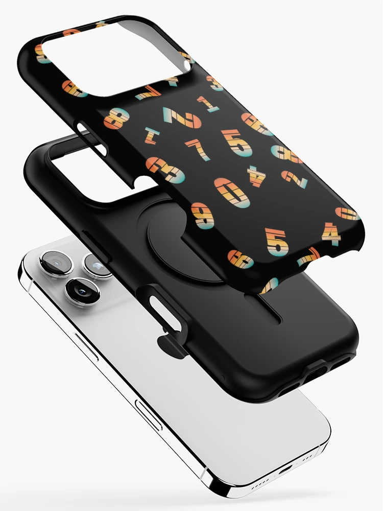 Thumbnail 2 of 4, iPhone Case, Numbers In Retro Sunset Style, Pattern designed and sold by Vibria Pattern Studio.