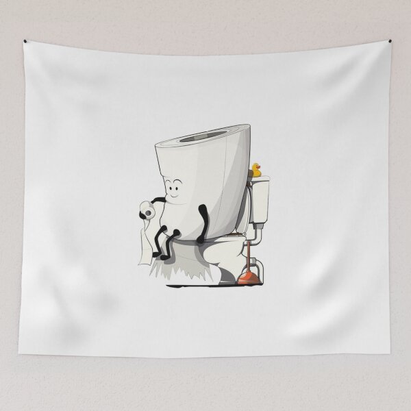 Item preview, Cheerfully sitting on the toilet seat with a roll of toilet paper designed and sold by lmimsshop.