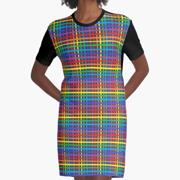 Pinstripe Rainbow Weave Graphic T-Shirt Dress
