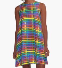 Pinstripe Rainbow Weave A-Line Dress