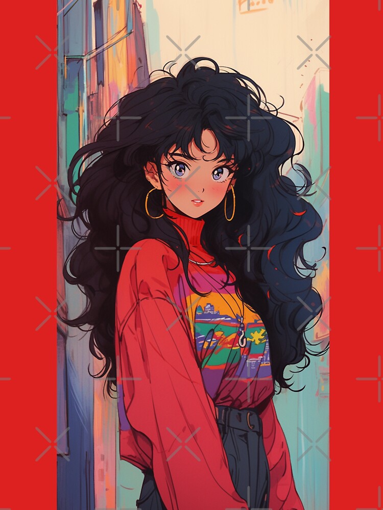Curly hair anime woman
