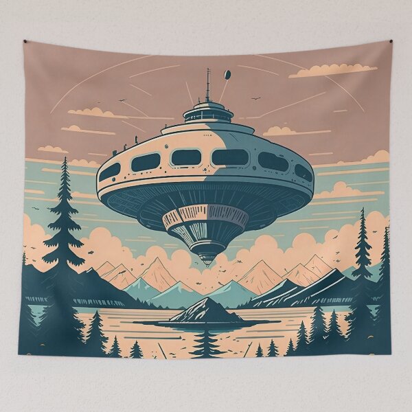 Item preview, Lakefront Encounter with a Vintage UFO designed and sold by Javier Narváez Solarte.