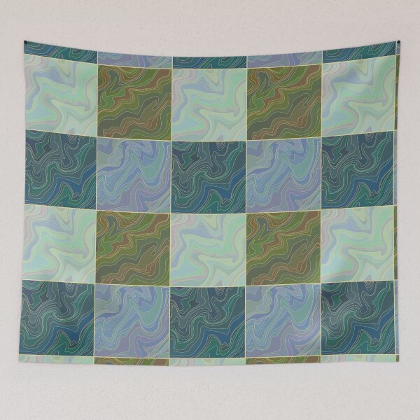Item preview, Checkered marbled pattern in green and gray designed and sold by Osting.