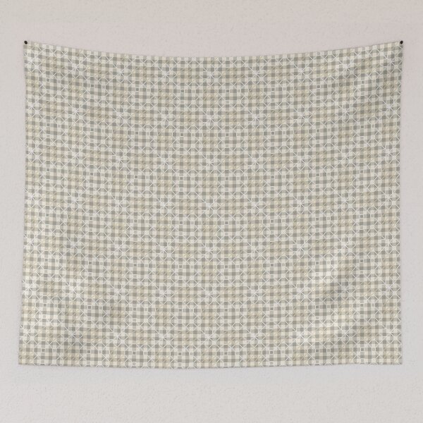 Item preview, Beige and White Embroidered Grey Gingham Checks designed and sold by MerryMakewell.