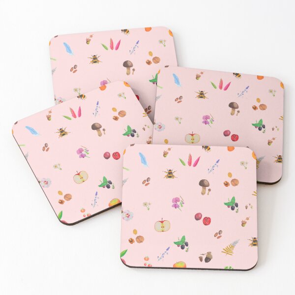 Item preview, Cottage core gouache painting repeated pattern : pink bg designed and sold by Maysoulrose.