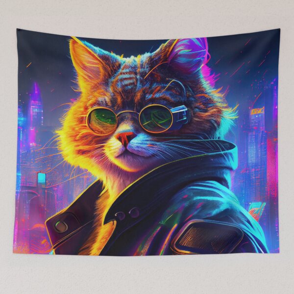 Item preview, S1-004-2 Cyber Beasts Series: Cyberpunk Cat - Part 2 (With Background) designed and sold by Apainterio.