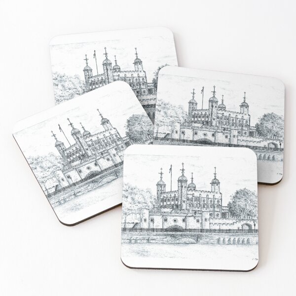 Item preview, Tower of London Drawing Blue Tint - Unraveling Centuries of Royal Majesty designed and sold by studioSharonKay.