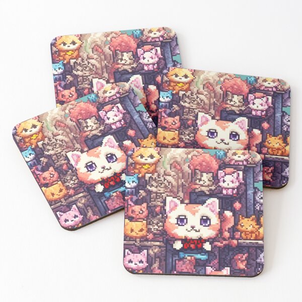 Item preview, Kawaii pixel art kitties designed and sold by purul3nt.