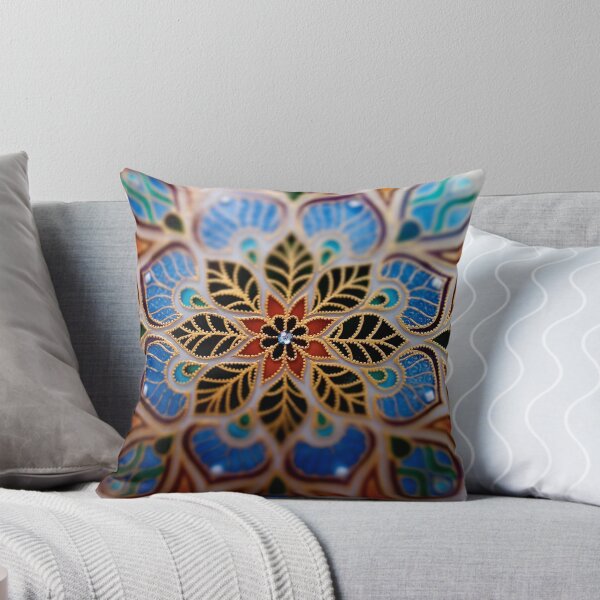 Item preview, hand painted lamp in mandala geometric style designed and sold by amekamura.
