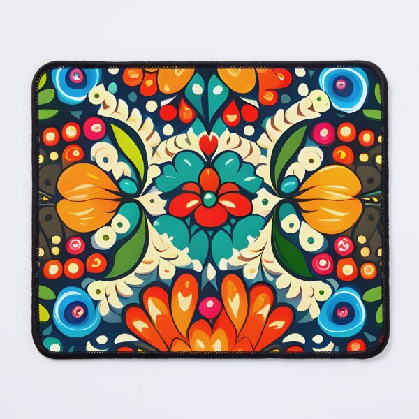 Item preview, Folk inspired art, vibrant flowers pattern designed and sold by artbelka.